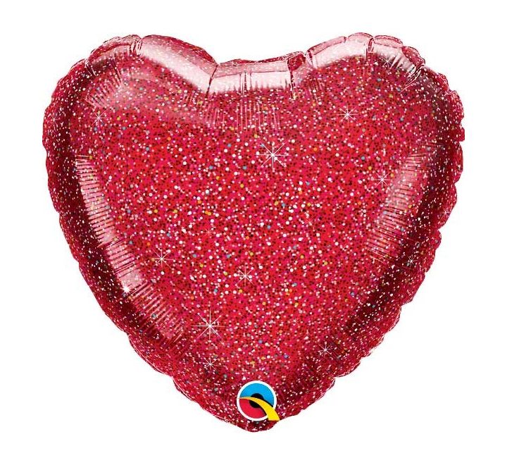 18IN GLITTERGRAPHIC RED HEART FOIL BALLOON