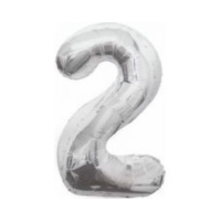 34IN SILVER GLITZ NUMERAL 2