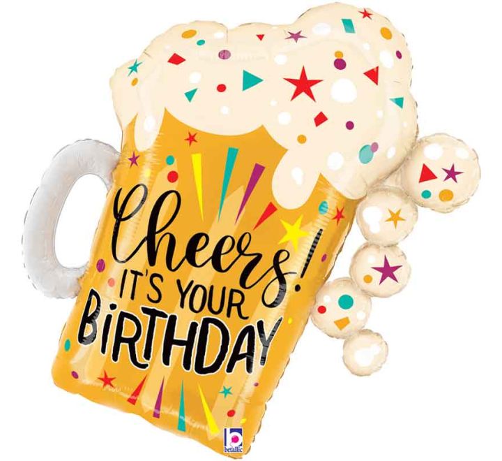 35in BIRTHDAY FUN CONFETTI BEER FOIL BALLOON