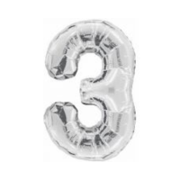 34IN SILVER GLITZ NUMERAL 3