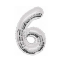 34IN SILVER GLITZ NUMERAL 6