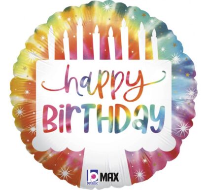 18in TIE-DYE CAKE BIRTHDAY FOIL BALLOON